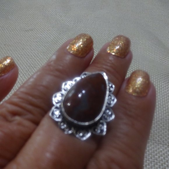 Gorgeous "POPPY JASPER" Handmade Sterling Ring Size 8.25 #927A - Picture 3 of 3
